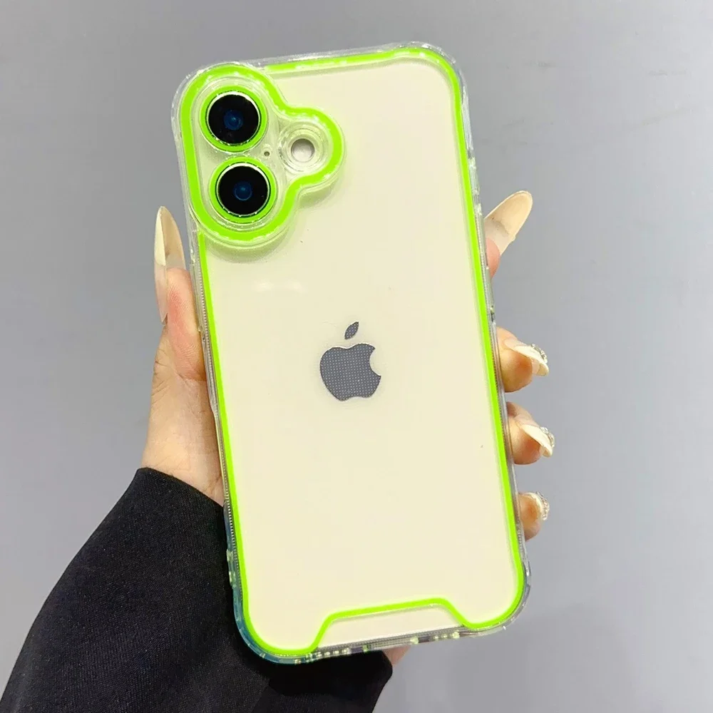 Luminous Neon Fluorescent Clear Phone Case with Camera Protection & Soft Shockproof Cover