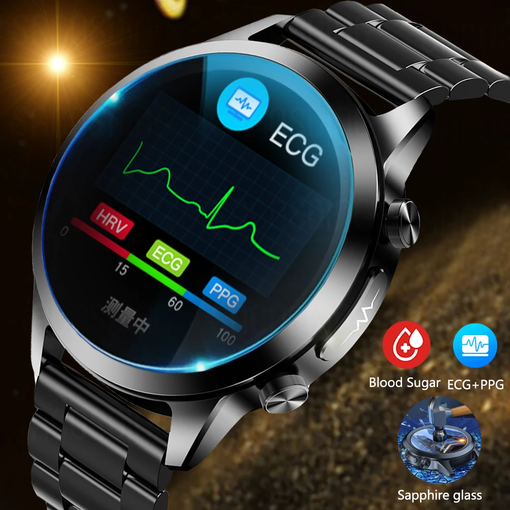 

Смарт-часы мужские с сапфировым стеклом, 2023, Неинвазивные, с ЭКГ + ППГ, пульсометром, оксиметром