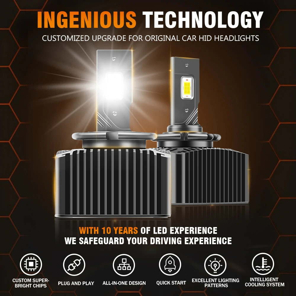 D5S D5R 2x LED 헤드라이트 캔버스 1:1 HID 싱글 쿠퍼 튜브 자동차 램프 20000Lm 6000K 초고휘도 플러그앤플레이 터보 LED 전구