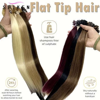 Blonde Brown Straight Keratin Flat Tip Human Hair Extensions Fusion Pre Bonded Human Hair 50pcs/pack Light Wight Thin Ends