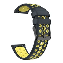 Soft Two-Tone Silicone Replacement Watch Band - 20mm/22mm for 20mm (Blue Gray Yellow)