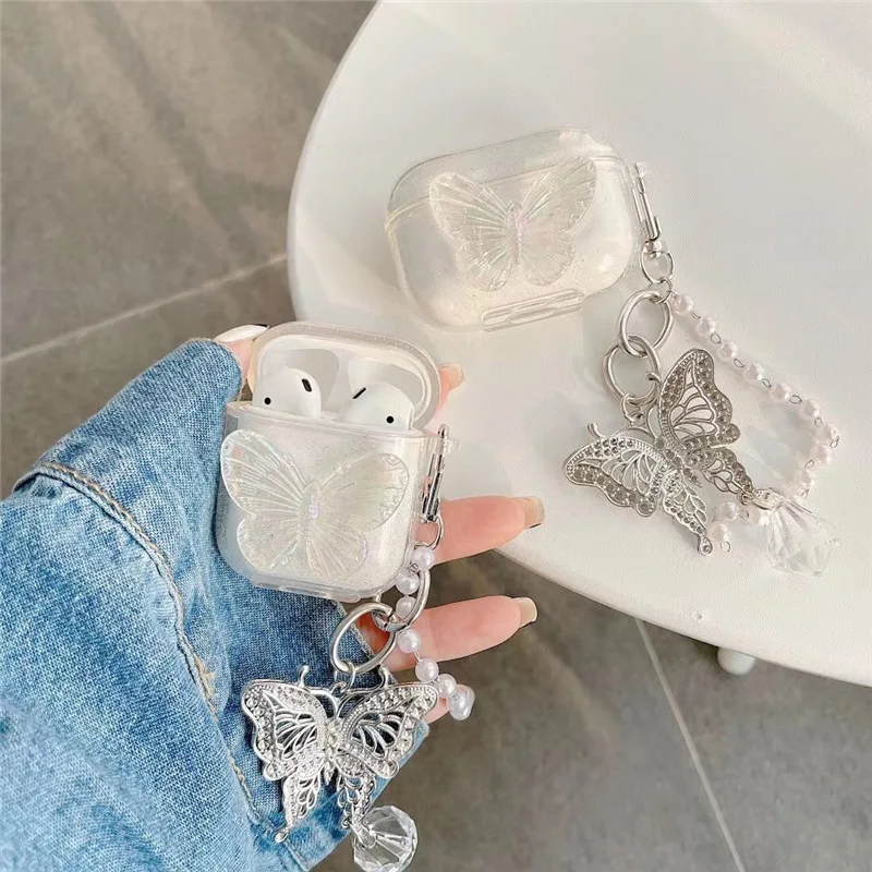 

Fashion Butterfly Pendant Case for AirPods Pro2 Airpod Pro 1 2 3 Bluetooth Earbuds Charging Box Protective Earphone Case Cover