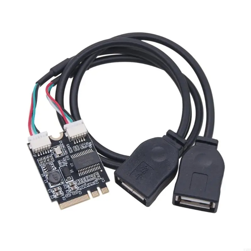 D5BB M.2 A+E Key to Double USB 2.0 Cable Notebook External Separate Cable Converter Card for Educational Use