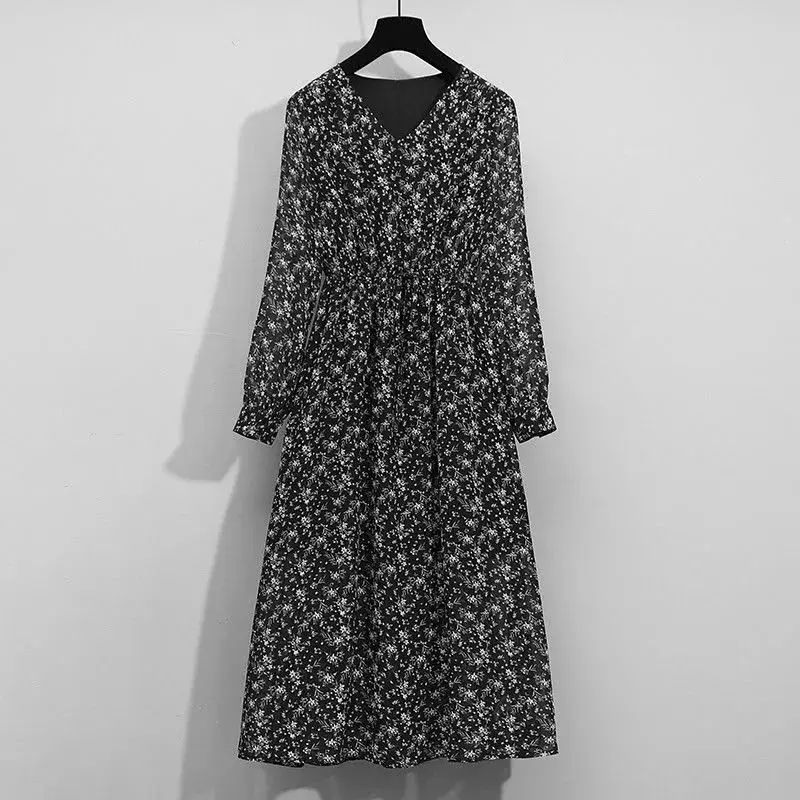 2023 Autumn/Winter Korean Edition New Large Women's Spring Fashion Coat+floral Dress Slimming Two-piece Set