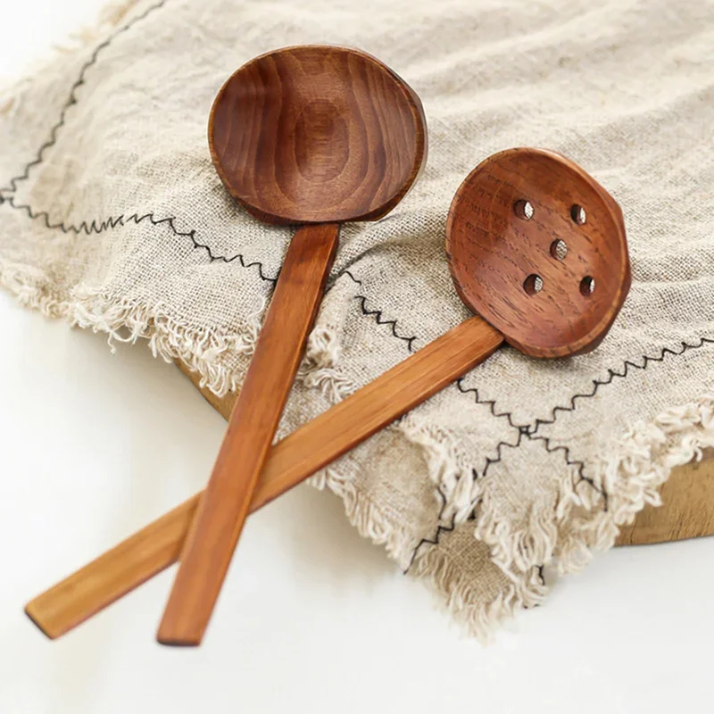 2Pcs Wooden Dessert Spoons 5