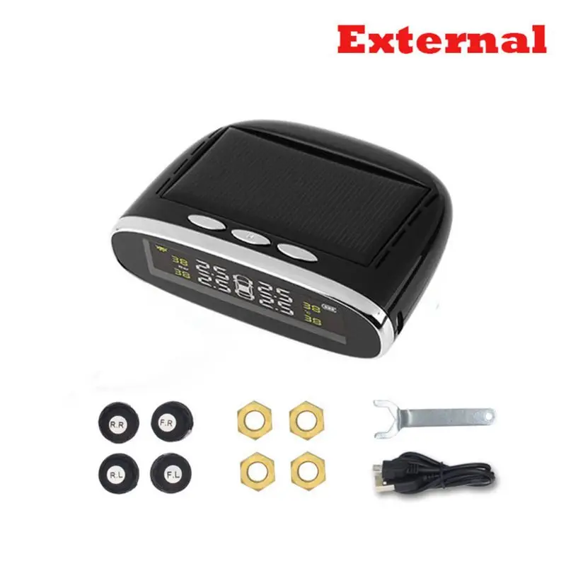 

Wireless Solar TPMS Car Tire Pressure Monitoring System + 4 Sensors LCD Display F19A