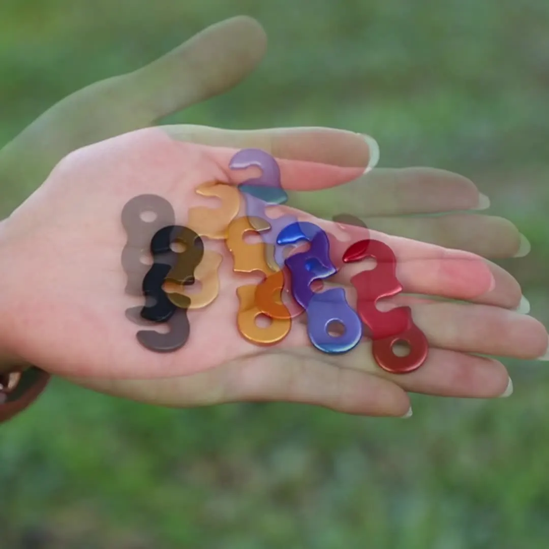 10pcs Adjustable Camping Tent Cord Rope Buckle Aluminum S-type Sturdy Wind Cord Buckle Outdoor Camping Tent Securing Accessories