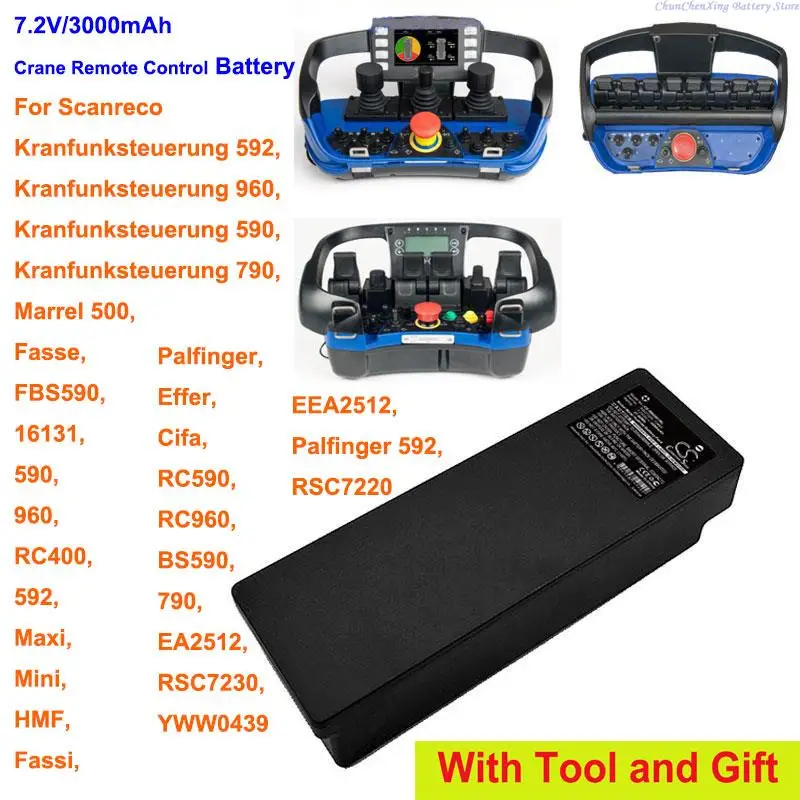 

Аккумуляторная батарея CS 3000 мАч RSC7220 для Scanreco BS590,FBS590, kranfunks1, 590592790960, Marrel 500,RC400,RC590,RC960