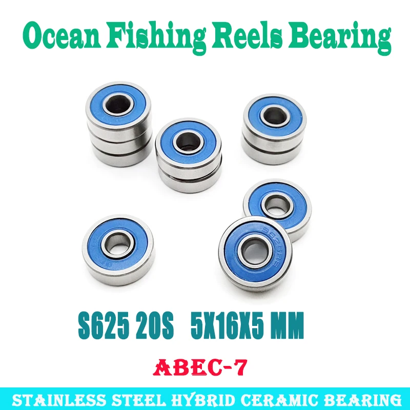 

S625 2OS Bearing 5x16x5 mm CB ABEC-7 Stainless Steel Hybrid Ceramic Bearing DRY Ocean Fishing Reels Ball Bearings S625RS S625C