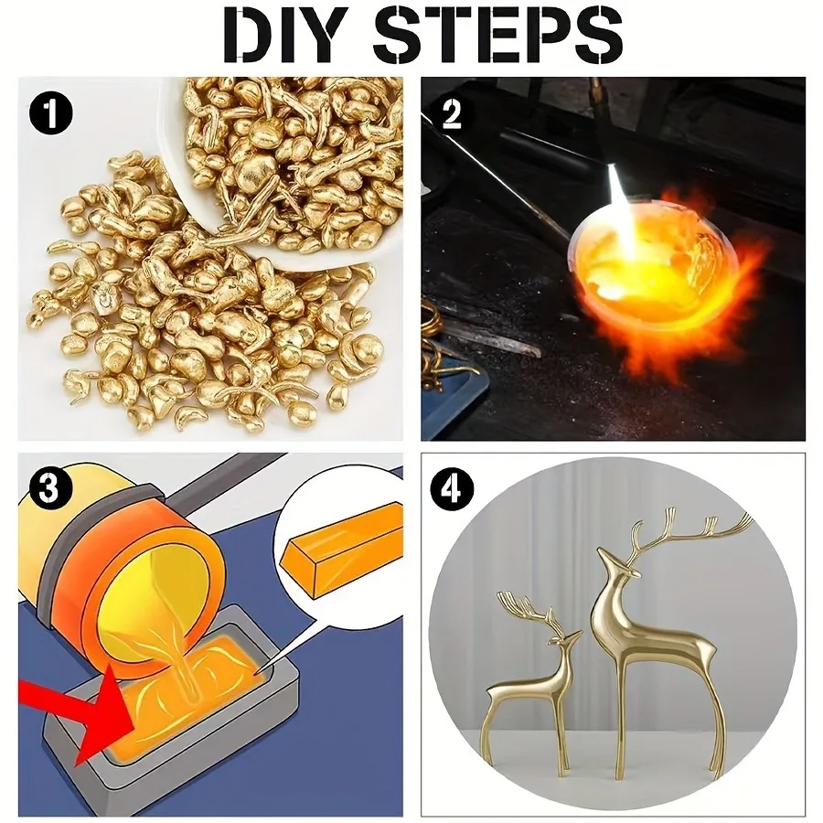 프리미엄 황동 주물 그레인 DIY 공예 금속(반지, 목걸이, 펜던트용), 부식 방지 미세 입자