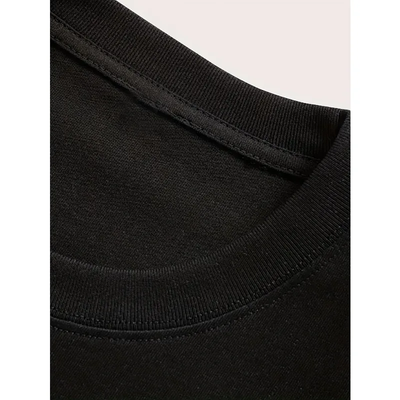 Men's T-shirt - Black Casual Short-sleeved Top with White and Red Wing Design, Suitable for Daily Wear, Gym Trips and Parties - 4