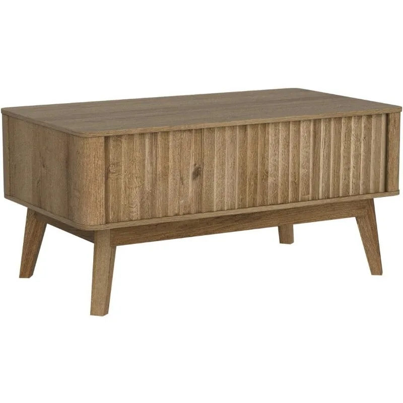 Top coffee table, living room, mid-century, modern farmhouse, lifting countertop and hidden storage, recessed panels 4