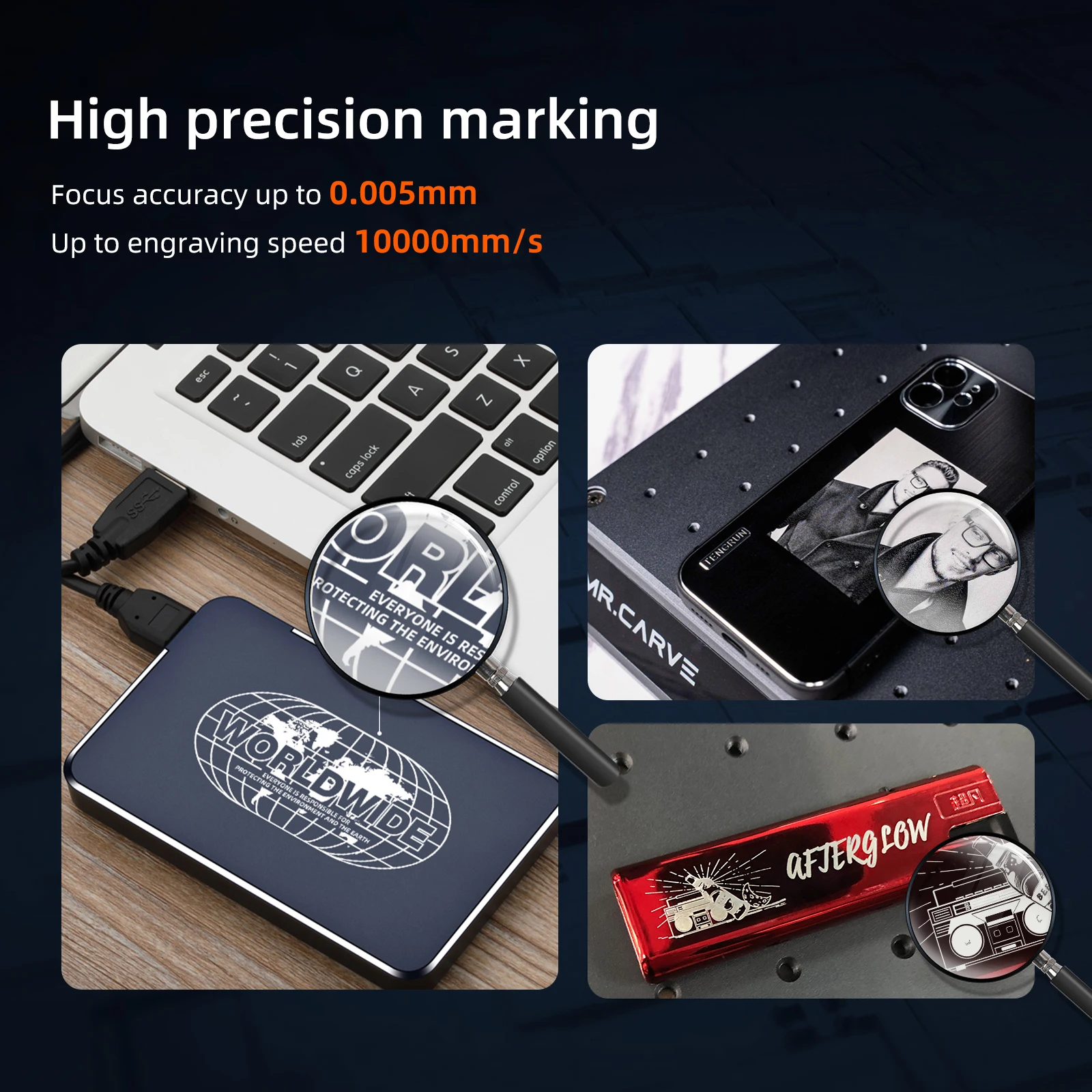 DAJA M1 Pro Fiber Laser Engraver Portable Business Laser Marking Machine  for Fast Precise Engraving Plastic Leather All Metals