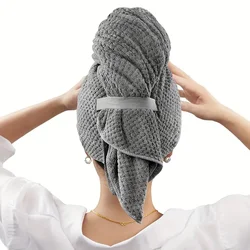 Ultra Absorbent Microfiber Hair Turban - Extra Large Quick - Dry Wrap with Elastic Band (Grey)