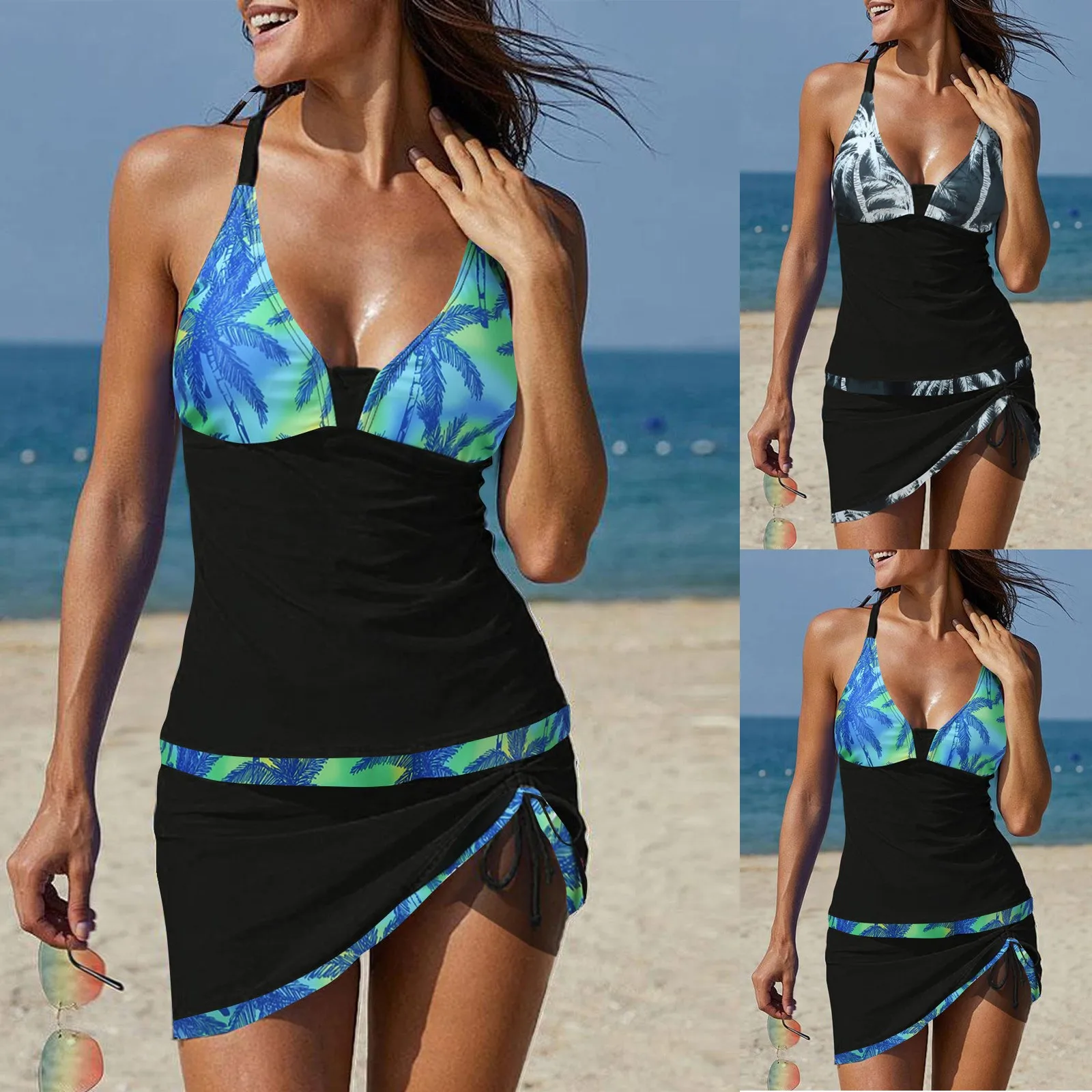 Womens Swimsuit 3 Piece Women's Swimwear Tankini 2 Bathing Suit Shirts