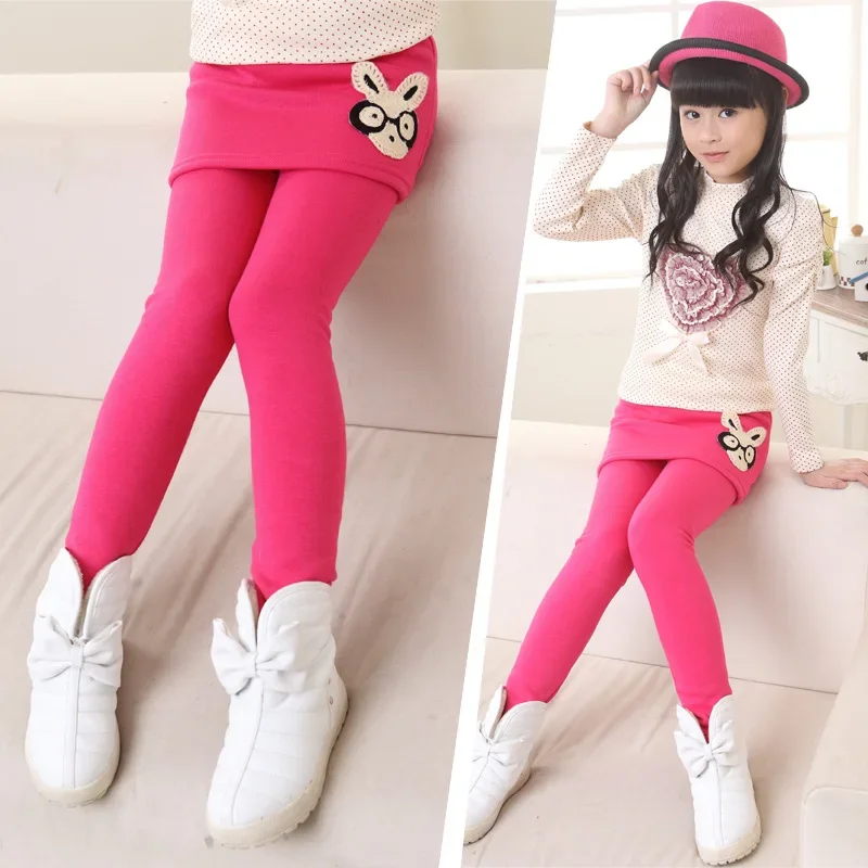 Leggings for Girls Winter Pants Kids Pants Girls Winter Leggings Fleece Warm False Two Pieces Culotte Children Divided Skirt