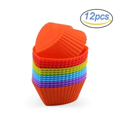 Silicone Heart-Shaped Muffin and Cupcake Baking Molds - BPA Free, Set of 12 (Heart)