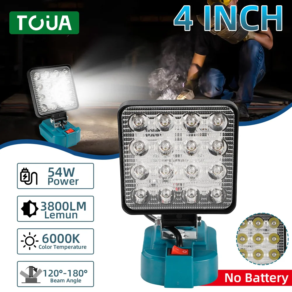LED Flashlight Camping Lights LED Work Light Work Light 4 inch Cordless LED Work Light Makita 14.4V-18V Li-ion Battery Handheld Emergency Tool Light Camping Flashlight Spotlights