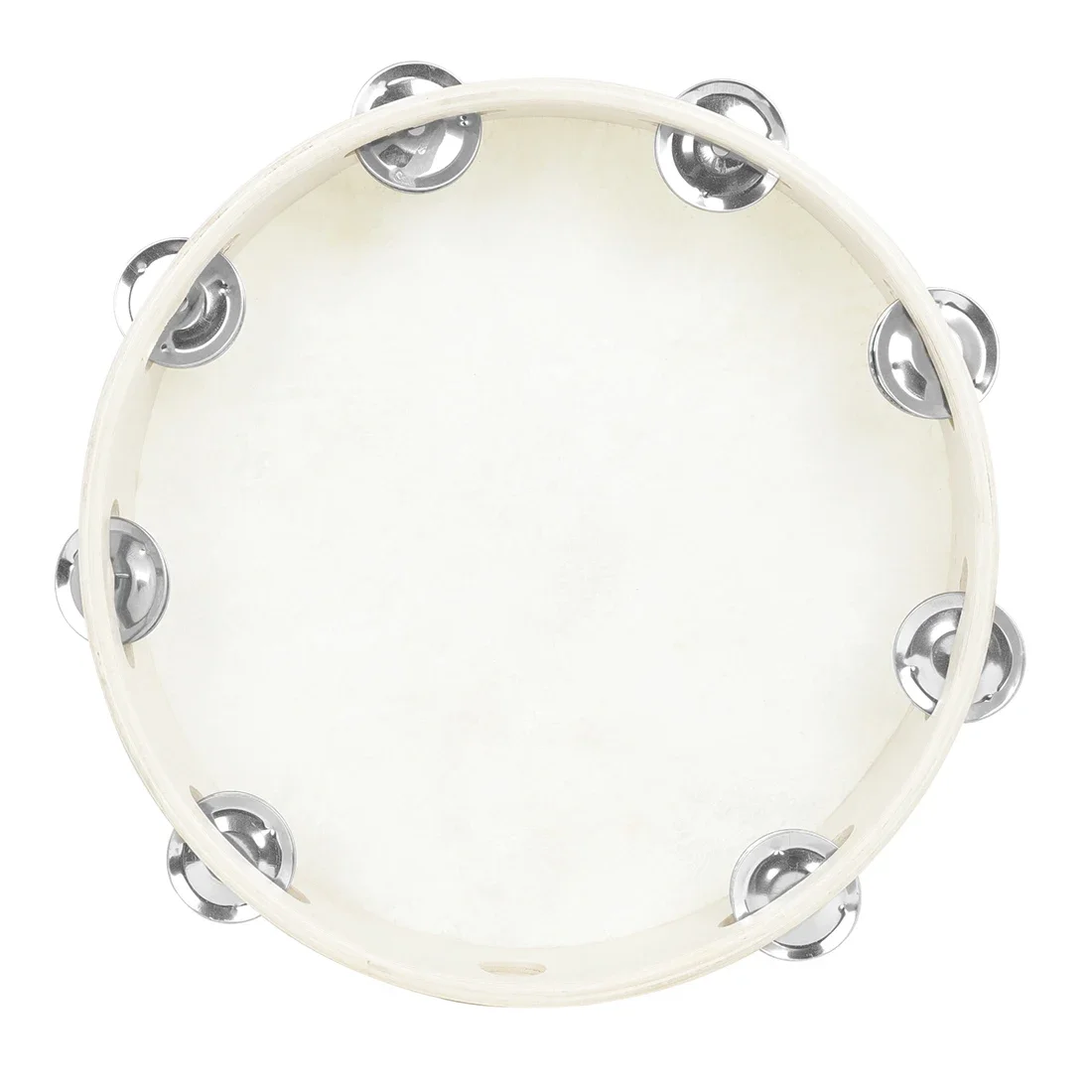 10 Inch Hand Shaking Tambourine Percussion Children's Enlightenment Instrument Sheepskin Tambourine with Metal Bell