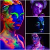UV Neon Face Body Paint Glow in the Dark Makeup Set Fluorescent Painting for Adults Kids Festivals Party Halloween Christmas 6
