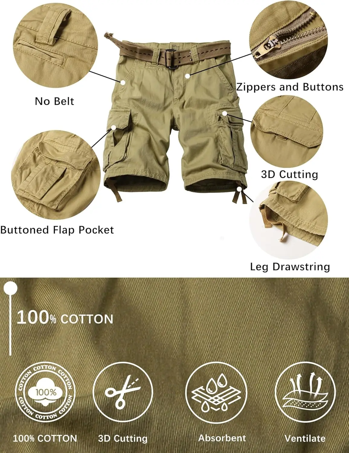 Mens Camo Cargo Shorts Wild Outdoor - Cotton Relaxed Fit Utility Multi-Pocket Shorts 5