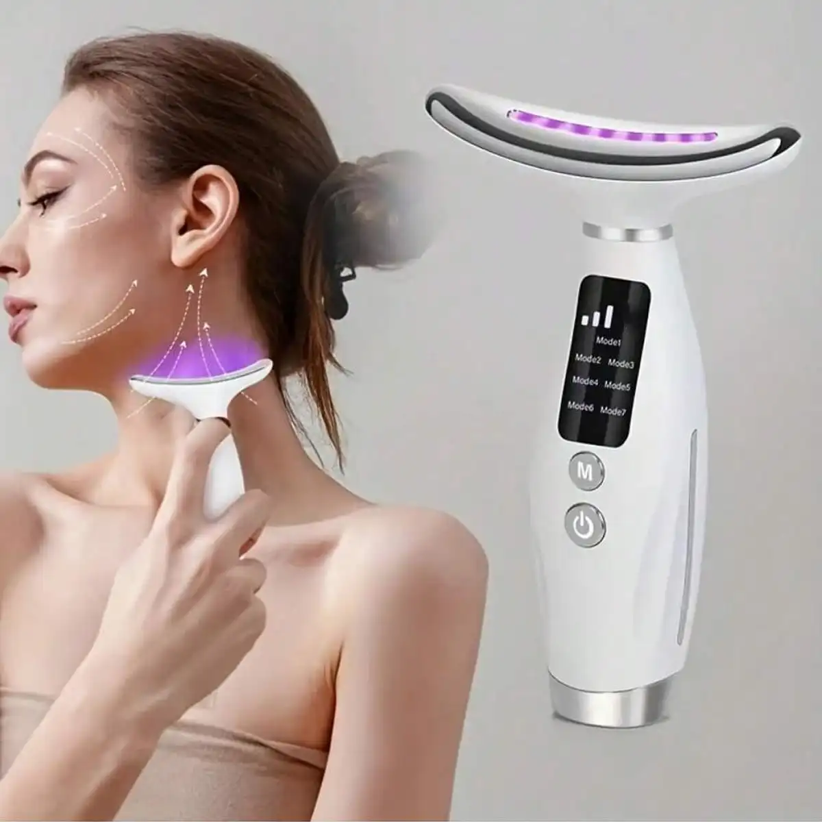 Rechargeable Face & Neck Massager, 7 Modes Facial Massage Care Tool, Perfect Gift For Women And Girls