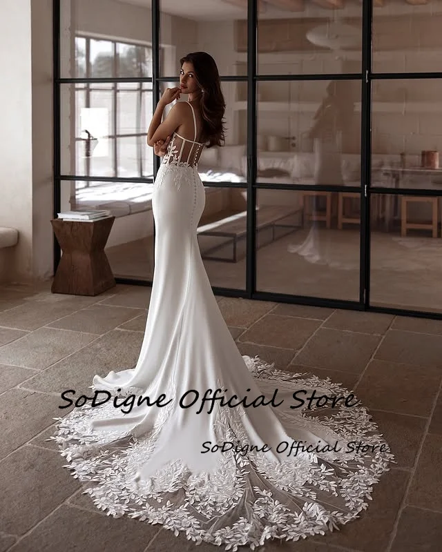 SoDigne Mermaid Satin Wedding Dress Sweetheart Sleeveless Lace Appliques Bride Dresses Bridal Gowns Robe De Mairee Customized 11 Sd3d649d61fa9438aa2b19ac052fc5583l