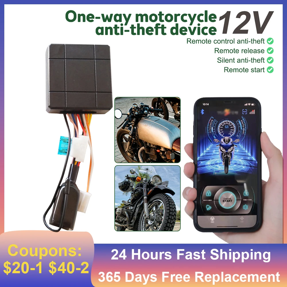12V Motorcycle Alarm Remote Start Keyless Control System Remote Control Motorcycle Anti-theft Alarm System Electric Engine Lock Motorcycle Alarm Anti Theft Alarm