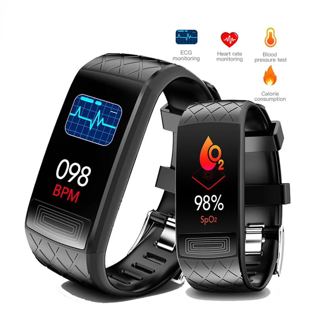

V3E ECG Smart Bracelet Fitness Heart Rate Blood Pressure SpO2 Monitor Smart Band Sport Wristband IP67 Waterproof Men Smartwatch