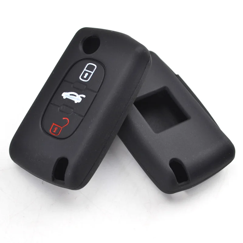 3 Button Silicone Car Remote Key Fob Shell Cover Case For Citroen C4 C5 C6 Picasso For Peugeot 207 307 308 607 CC CW key case key case cover car key shell