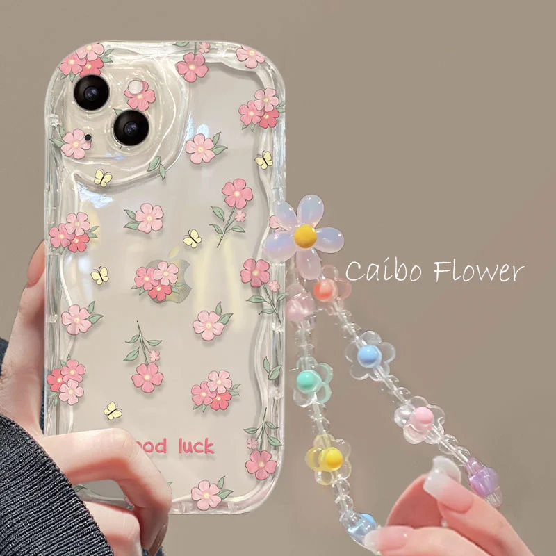 3D Flower Pearl Chain Phone Case For Xiaomi Redmi Note 12 4G Note