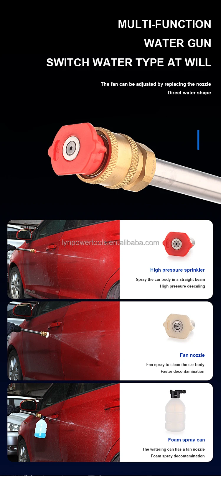 JH Portable High Pressure Electric Car Washer Gun Rechargeable Battery Powered C