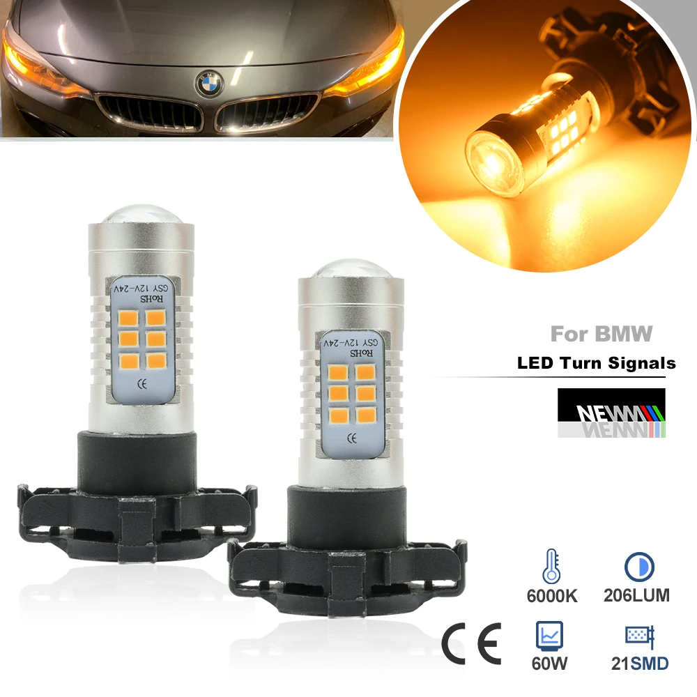 

Светодиодные передние указатели поворота Canbus PY24W PY24WSY для BMW 3 4 5 X Series F80 M3 F82 F83 M4 F10 F11 Bimmer Sidemarkers
