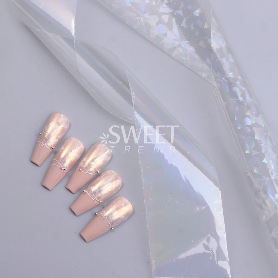 10 Roll/Box Metallic Mirror Nail Foils Holographic Gold Silver Champagne Transfer Stickers DIY Charm Starry Paper Manicure Decor