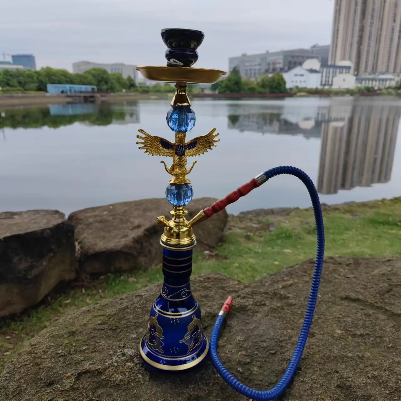 Resin Stainless Steel Hookah Set with Glass Bottle Bongs in Australian