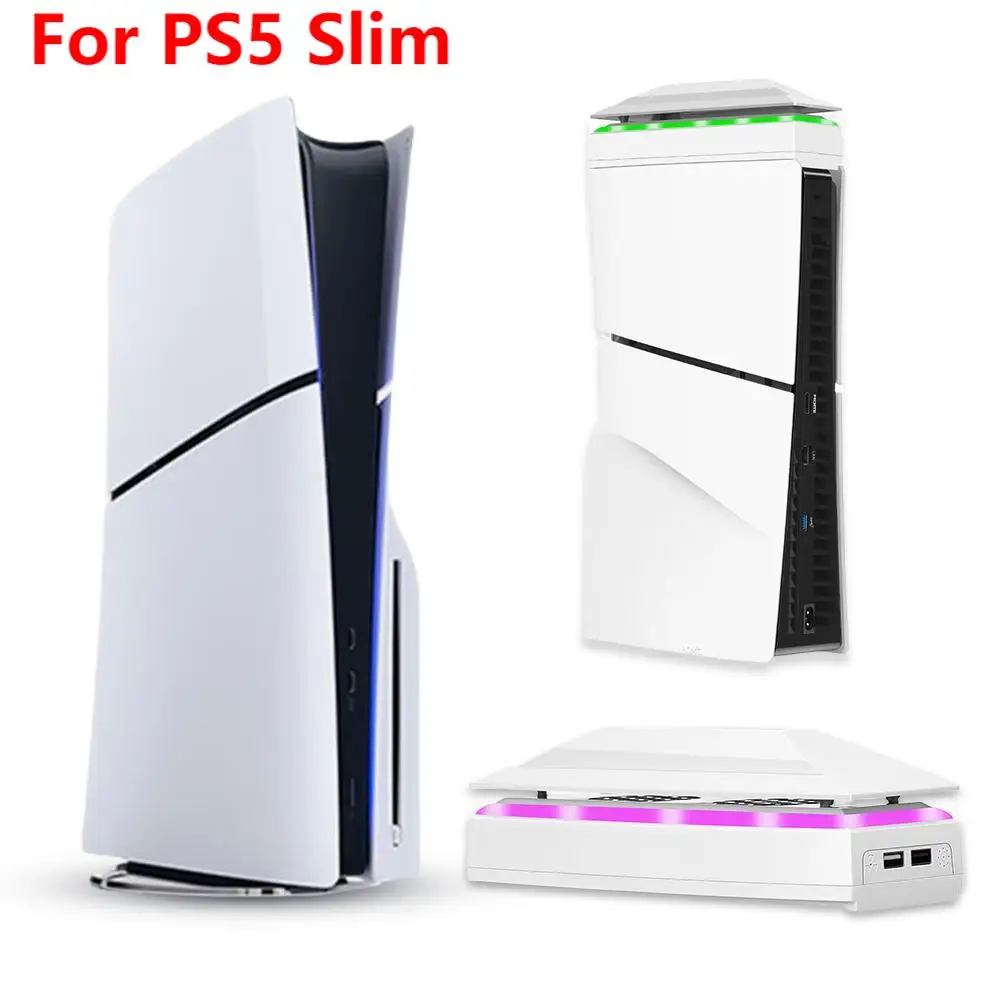 For PS5 Slim Console Cooling Fans RGB Dust-proof Game Host Radiator External Cooling Fan for Playstation 5 Slim Game Accessories