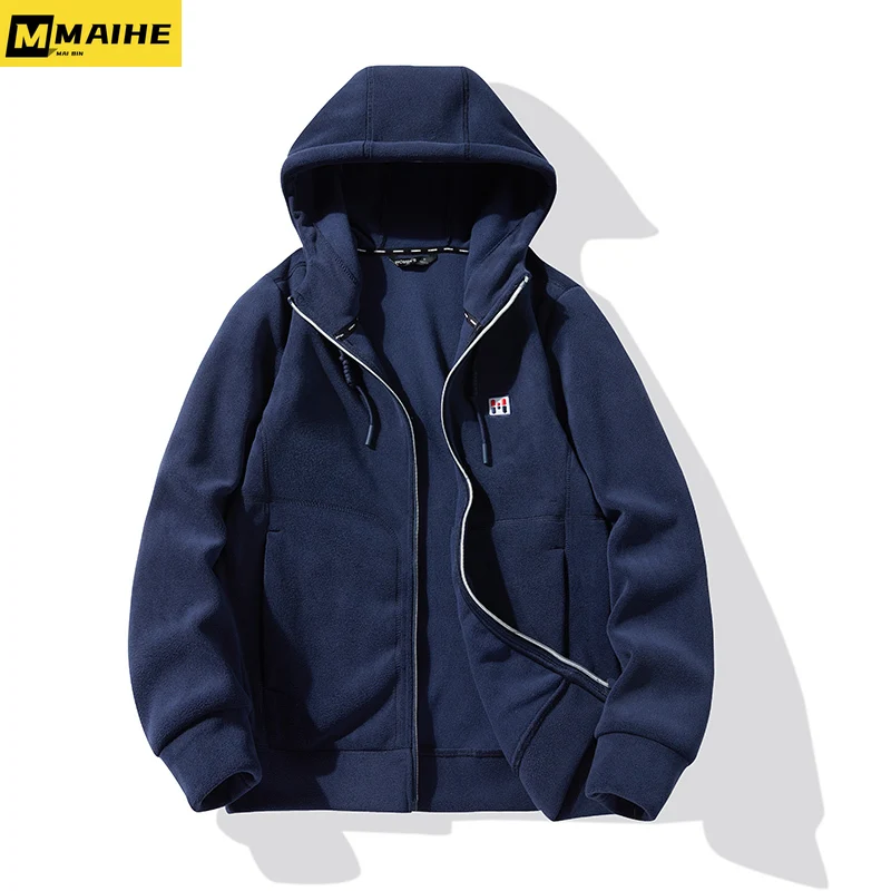 Winter Men's Jacket Casual Sports Thickened Fleece Hoodie Unisex Outdoor plus size Tactical Soft Shell Mountain Climbing Coat