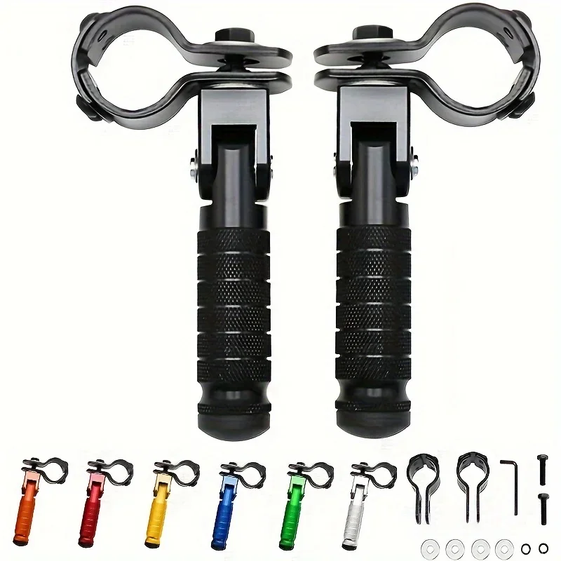 1 Pair CNC Aluminum Motorcycle Universal Pedals Folded Footrest Footpeg For Motorcycles Mopeds Karts Scooters Bicycle Motorcycle Accessories Motorcycle Foot Pedals Motorcycle Footrests