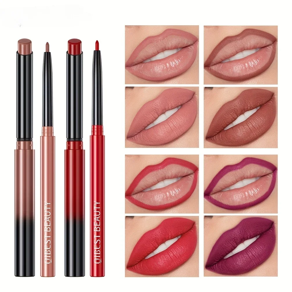 Lipstick Set 1 + 1 Matte Lipstick&Lip Liner Color Rendering Long Lasting Waterproof Valentine's Day Gifts Contain Plant Squalene