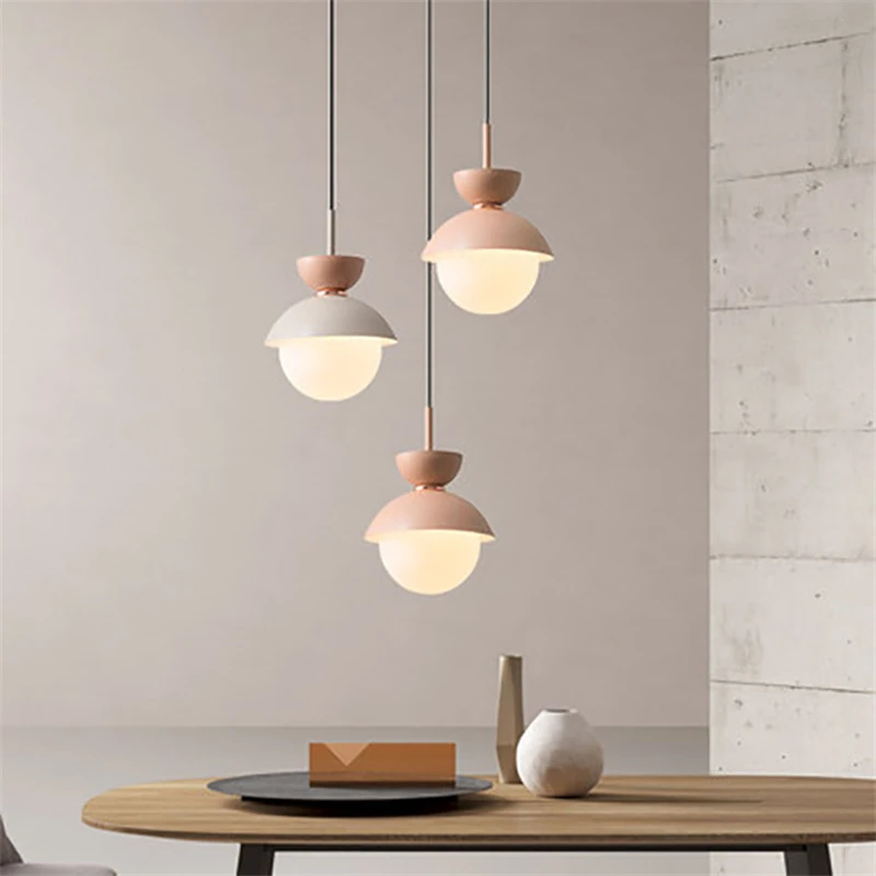 

Nordic macaron LED Pendant Lights Nordic Kitchen Home Decor Hanging Lamp Restaurant Ceiling Chandelier Lustre loft Light Fixture
