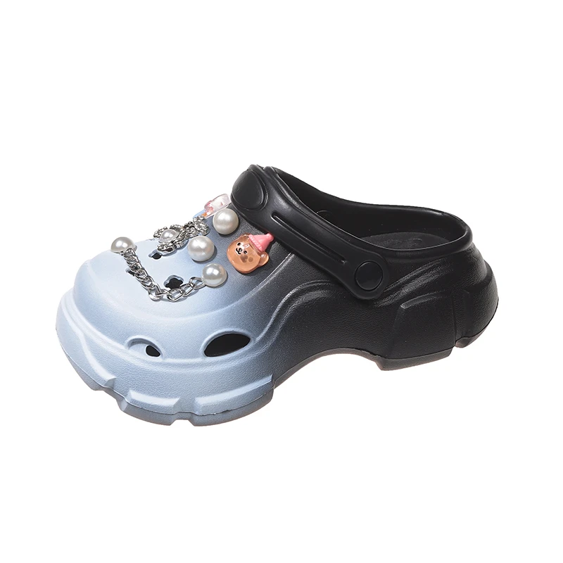 2024 New SandalsCute girl Cartoon Clogs Heels Platform Beach Slippers Cave Hole 6