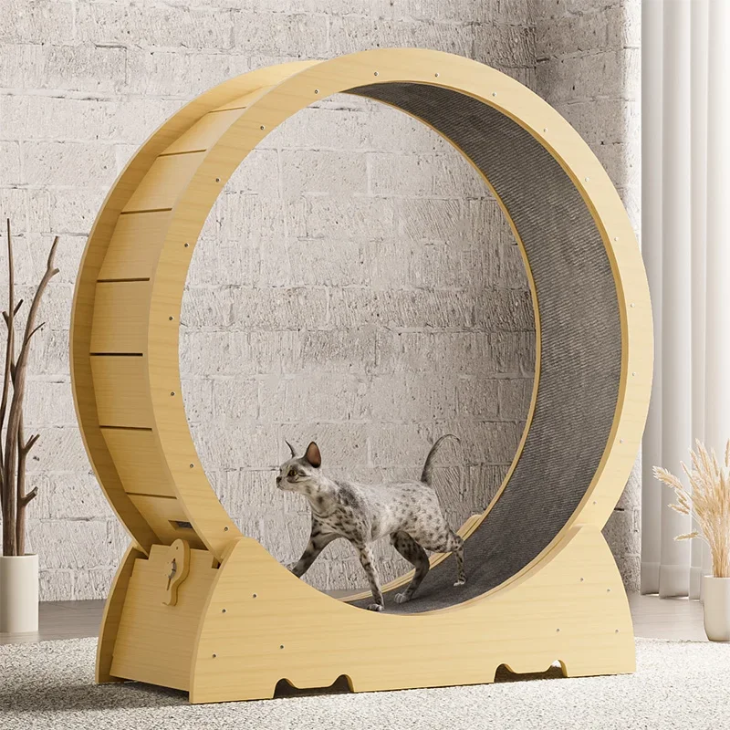 Cat Running Wheel Treadmill Low Noise Exercise Fitness Roller Solid Wood Large Size Climbing Frame Pet Toy
