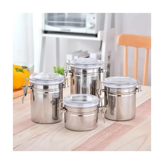 1 Pcs Stainless Steel Household Food Storage Container Storage Bottle Coffee Powder Sugar Container Airtight Can Holder Canister 2