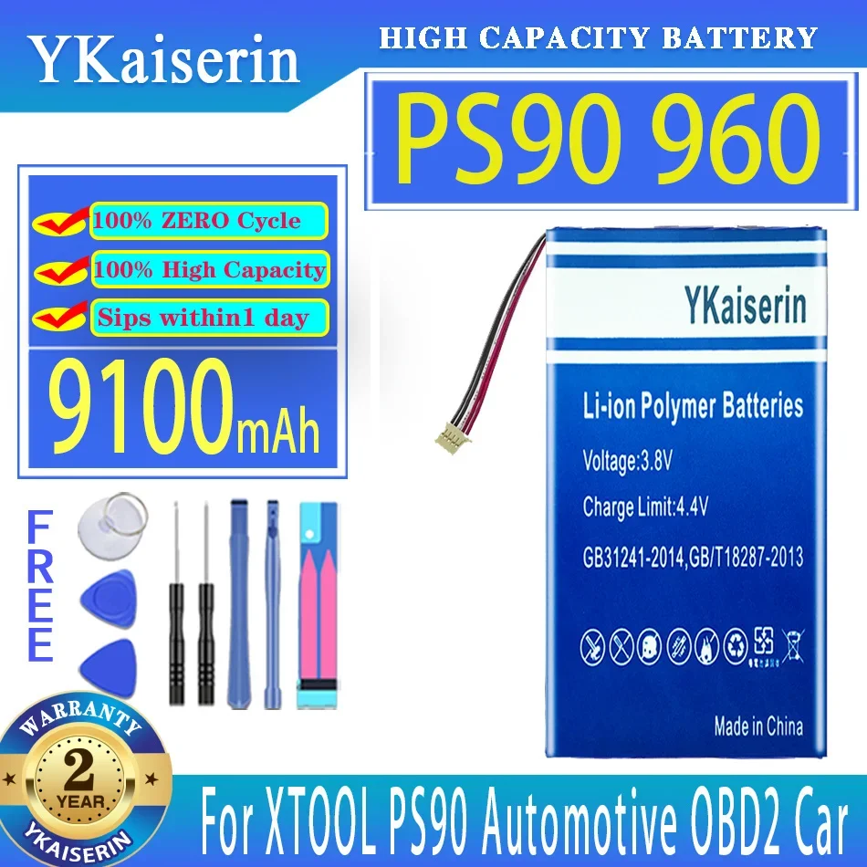 

YKaiserin Battery 9100mAh For XTOOL PS90 Automotive OBD2 OBD 2 Car 7.4V 8.2V Digital Batteries