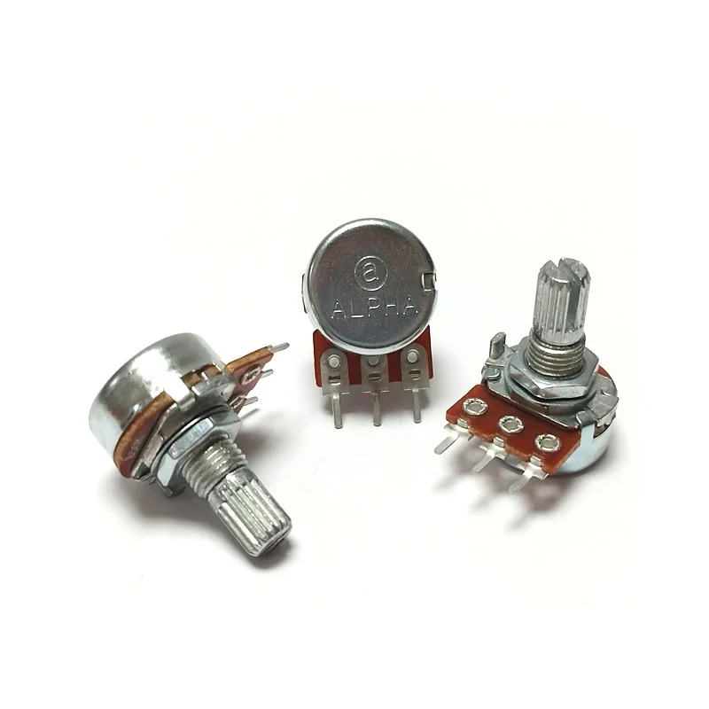 ALPHA WH148 Single Linked Type 16 3pin Potentiometer B1K 5K 10K 20K 50K 100K 103 104 Handle Length 15mm Adjustable Resistance multiturn potentiometer linear potentiometer rotary potentiometer potentiometer kit trimmer potentiometer adjustable resistor