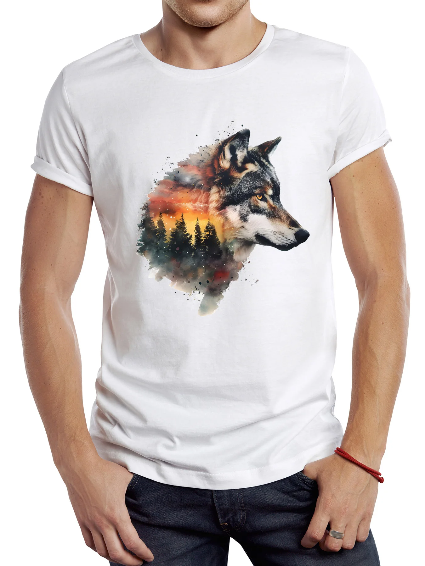TEEHUB Kunst Nachtansicht Wolf Gedruckt T-shirt Grafik Casual Mann T Shirt Streetwear Hipster Hip Hop Lose Frauen T-shirts – Detail 2