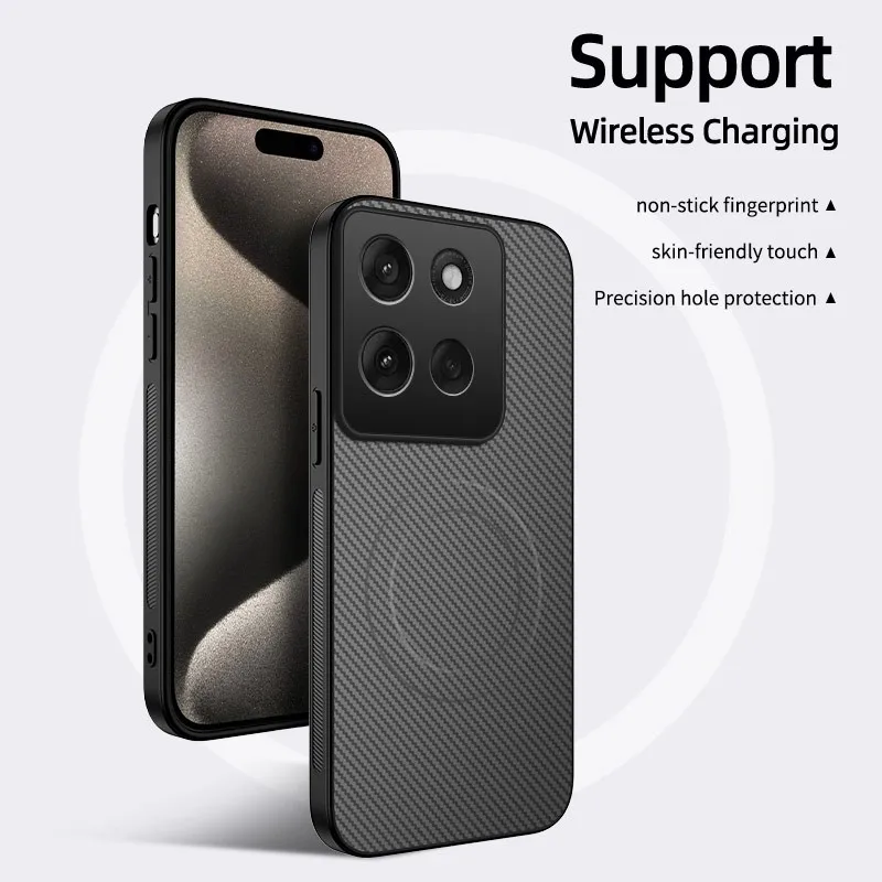 Magnetic Carbon Fiber Texture Shockproof Phone Case Cover