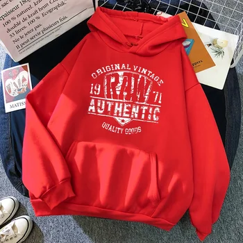 Sweatshirt Vintage 1971 Raw Ahthentic Hoody Women Crewneck Hip Hop Autumn Casual Clothing Female Loose Hoodie