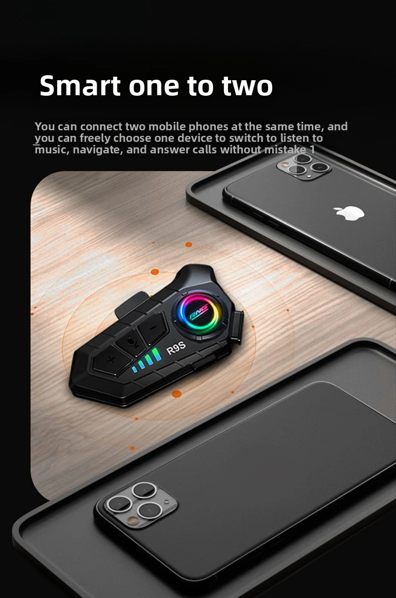 Helmet wireless Bluetooth headset with a range of 500 meters for two-way communi