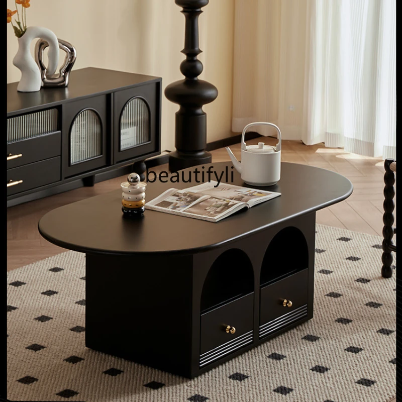 

Living Room Home Solid Wood Coffee Table Modern Simple Light French Tea Table